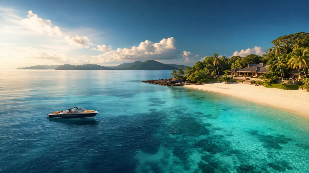 A tropical Andaman island surrounded by clear turquoise sea